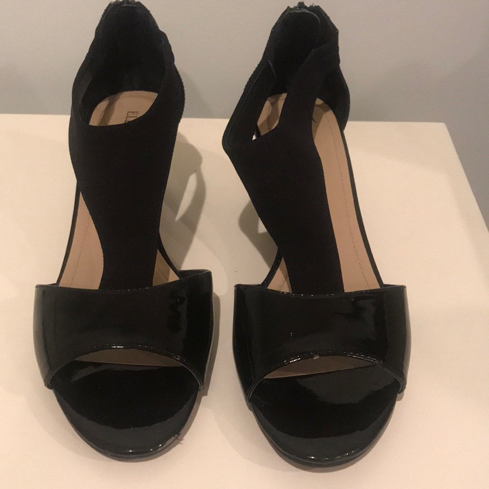 Black open toe heels